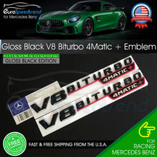 Load image into Gallery viewer, V8 BiTurbo 4Matic + Plus Gloss Black Red Emblem Fender Badge Mercedes GLC63 AMG
