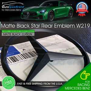 W219 CLS63 Star Trunk Matte Black Emblem Mercedes AMG CLS 55 550 Rear Logo Badge