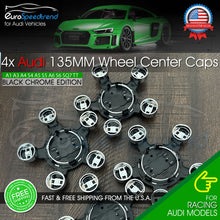 Load image into Gallery viewer, Audi 135mm Black Chrome Wheel Rim Spyder Center Hub Caps 4PC Set 4F0601165N OE
