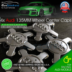 Audi 135mm Silver Chrome Wheel Rim Spyder Center Hub Caps 4PC Set 4F0601165N OE