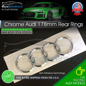 AUDI Rear Rings 178mm 7" Chrome Trunk Lid Emblem Badge Logo A4 R8 A7 TT