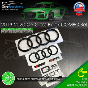 Audi Q5 Emblem Gloss Black Rings Rear Quattro 2.0T Sline 2013-2020 Combo Set OE