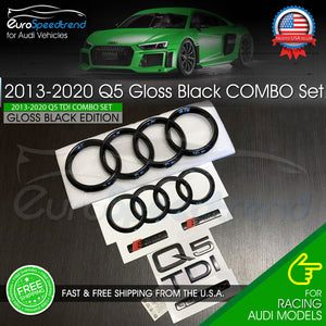 Audi Q5 Emblem Gloss Black Rings Rear Quattro 2.0T Sline 2013-2020 Combo Set OE