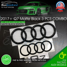 Load image into Gallery viewer, Audi Q7 Rings Emblem Matte Black Front Grill Rear Trunk Badge OEM 3PC Set 2017+
