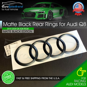 Q8 Rear Audi Ring Emblem Matte Black Trunk Lid Badge OEM Logo SQ8 2019 - 2023