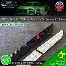 Load image into Gallery viewer, Audi Black Optic S-Line Side Fender Emblem 3D Badges A5 B9 OE 4PC Gloss Black
