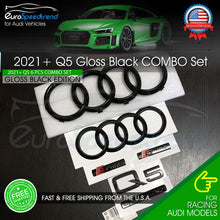 Load image into Gallery viewer, 2021 Audi Q5 Emblem Gloss Black Rings Front Rear Quattro Sline Combo Set OE 6PCS
