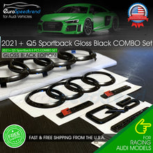 Load image into Gallery viewer, Audi Q5 Sportback Emblem Gloss Black Rings Front Rear Quattro S-Line 2021+ 6PCS
