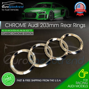 AUDI Rings Rear Chrome 203mm Trunk Lid Emblem Badge Logo A4 S4 S6 A6 Q3 Q5