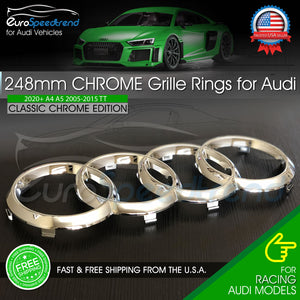 Audi Rings Front Grille 248mm Hood Emblem Chrome Badge B9.5 A4 A5 TT 2020+