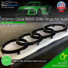 Load image into Gallery viewer, Audi Rings Front 263mm Grille Hood Emblem Gloss Black Badge B7 A4 2004 - 2009
