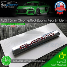 Load image into Gallery viewer, Audi Quattro Emblem Chrome Red 75mm Rear Liftgate Trunk Badge OEM A3 A4 A5 A6 Q5
