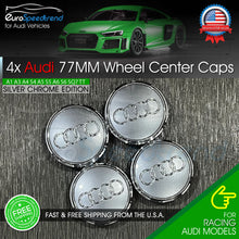 Load image into Gallery viewer, Audi 77mm Grey Chrome Wheel Rim Center Hub Caps Emblem 4PC Set 4L0601170 OE
