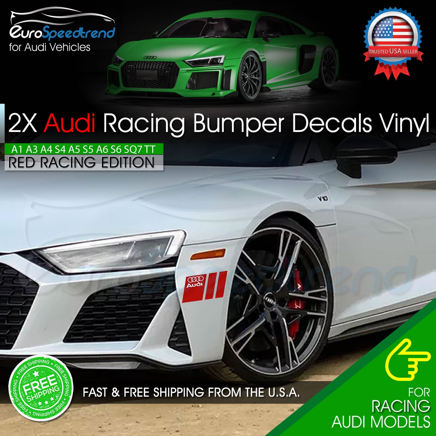 AUDI Vinyl Decal Bumper Trunk Lid Badge Racing Logo Emblem A1 A3 A4 S4 A5 S6 A6