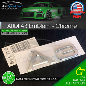 Audi A3 Chrome Emblem 3D Badge Rear Trunk Lid for S Line Logo Nameplate