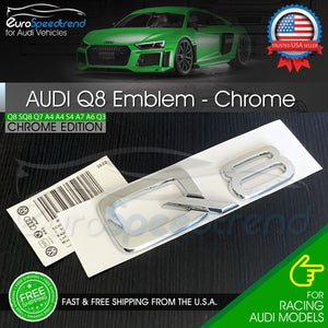 Audi Q8 Chrome Emblem Rear Trunk Lid 3D Badge OEM S Line Logo Nameplate SQ8