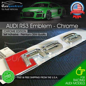 Audi RS3 Chrome Emblem 3D Badge Rear Trunk Tailgate for Audi RS3 S3 Logo A3