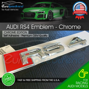 Audi RS4 Chrome Emblem 3D Badge Rear Trunk Tailgate fit Audi RS4 S4 A4 Logo