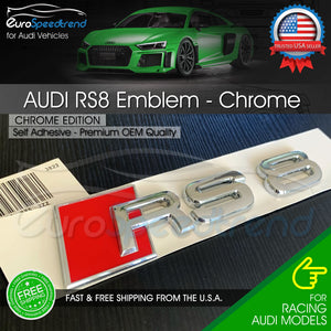 Audi RS8 Chrome Emblem 3D Badge Rear Trunk Tailgate for Audi RS8 S8 Logo A8