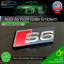 Load image into Gallery viewer, Audi S6 Front Grill Emblem Chrome fit A6 S6 Hood Grille Badge Nameplate OE Spec
