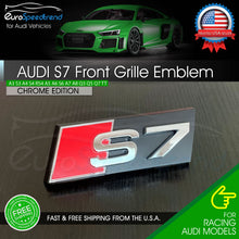 Load image into Gallery viewer, Audi S7 Front Grill Emblem Chrome fit A7 S7 Hood Grille Badge Nameplate OE
