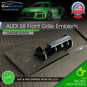 Audi S8 Front Grill Emblem Chrome fit A8 S8 Hood Grille Badge Nameplate OE Spec