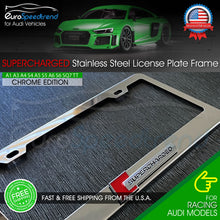 Load image into Gallery viewer, Audi Supercharged Emblem Chrome License Plate Frame Stainless Steel 3D Badge OE
