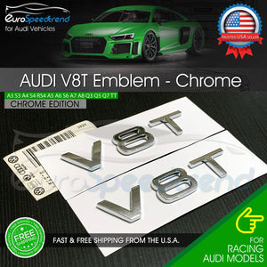 Audi V8T Emblem Chrome Side Fender Badge A4 A5 A6 A7 S6 Q3 Q5 Q7 TT 2x