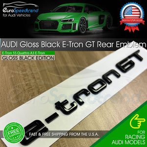 Audi e-tron GT Gloss Black Emblem 3D Badge Rear Trunk Lid Logo OEM etron GT