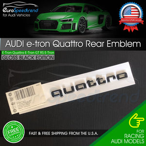 Audi etron QUATTRO Emblem for e-tron Gloss Black 3D Badge Rear Trunk Lid Logo OE