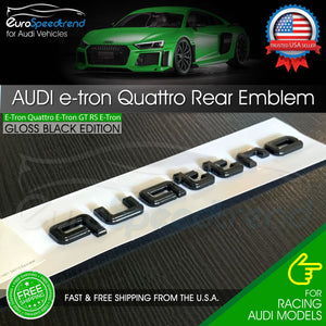 Audi etron QUATTRO Emblem for e-tron Gloss Black 3D Badge Rear Trunk Lid Logo OE