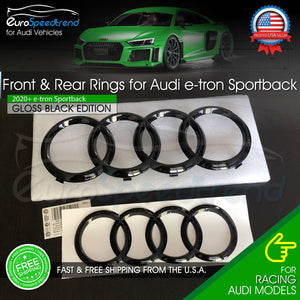 Audi etron Sportback Ring Front Grille & Rear E-TRON Trunk Gloss Black Emblem OE