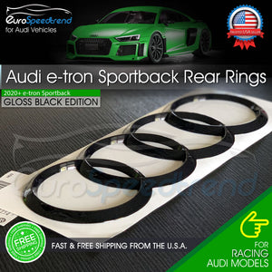 Audi etron Sportback Rear Ring Gloss Black Emblem for E-TRON Trunk Lid Badge OEM