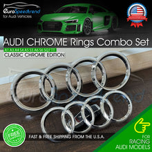 Load image into Gallery viewer, Audi Chrome Rings Front Grill &amp; Rear Trunk Emblem OE Logo A3 A4 S4 A5 S5 A6 S6

