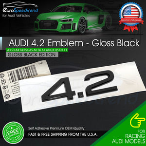 Audi 4.2 Emblem Gloss Black 3D Badge Trunk Nameplate OEM Audi S Line