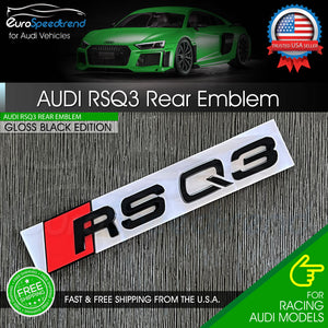 Audi RSQ3 Gloss Black Emblem 3D Trunk Logo Badge Rear Tailgate OEM Nameplate SQ3