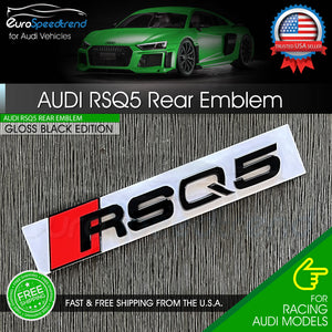 Audi RSQ5 Gloss Black Emblem 3D Trunk Logo Badge Rear Tailgate OEM Nameplate SQ5