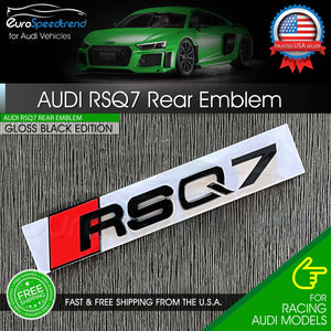 Audi RSQ7 Gloss Black Emblem 3D Trunk Logo Badge Rear Tailgate OEM Nameplate SQ7