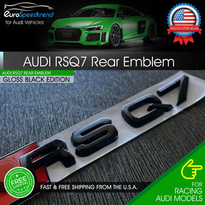 Audi RSQ7 Gloss Black Emblem 3D Trunk Logo Badge Rear Tailgate OEM Nameplate SQ7