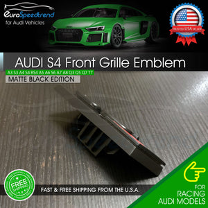 Audi Matte Black S4 Front Grill Emblem for A4 S4 B8 B9 Hood Grille Badge OE