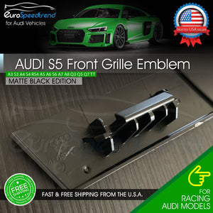 Audi S5 Matte Black Front Grill Emblem for A5 S5 Hood Grille Badge Nameplate OE
