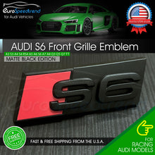 Load image into Gallery viewer, Audi S6 Matte Black Front Grill Emblem for A6 S6 Hood Grille Badge Nameplate OE
