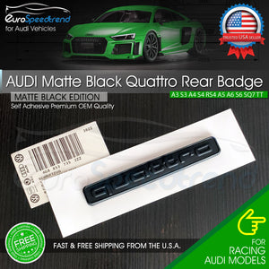 Audi Matte Black Quattro Emblem 3D Badge Rear Liftgate Trunk OEM for A3 A4 A5 A6