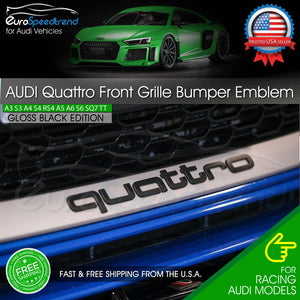 Audi Gloss Black Quattro Emblem Front Grill Bumper 3D Badge OE for A3 A4 A5 A6