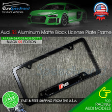 Load image into Gallery viewer, Audi Matte Black RS Sport Logo License Plate Frame Front or Rear 3D Emblem Cover
