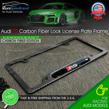 Load image into Gallery viewer, Audi RS Carbon Fiber Texture License Plate Frame Front OR Rear Emblem Logo Cover
