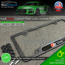 Load image into Gallery viewer, Audi S-Line Carbon Fiber Texture License Plate Frame Front Or Rear Emblem Cover
