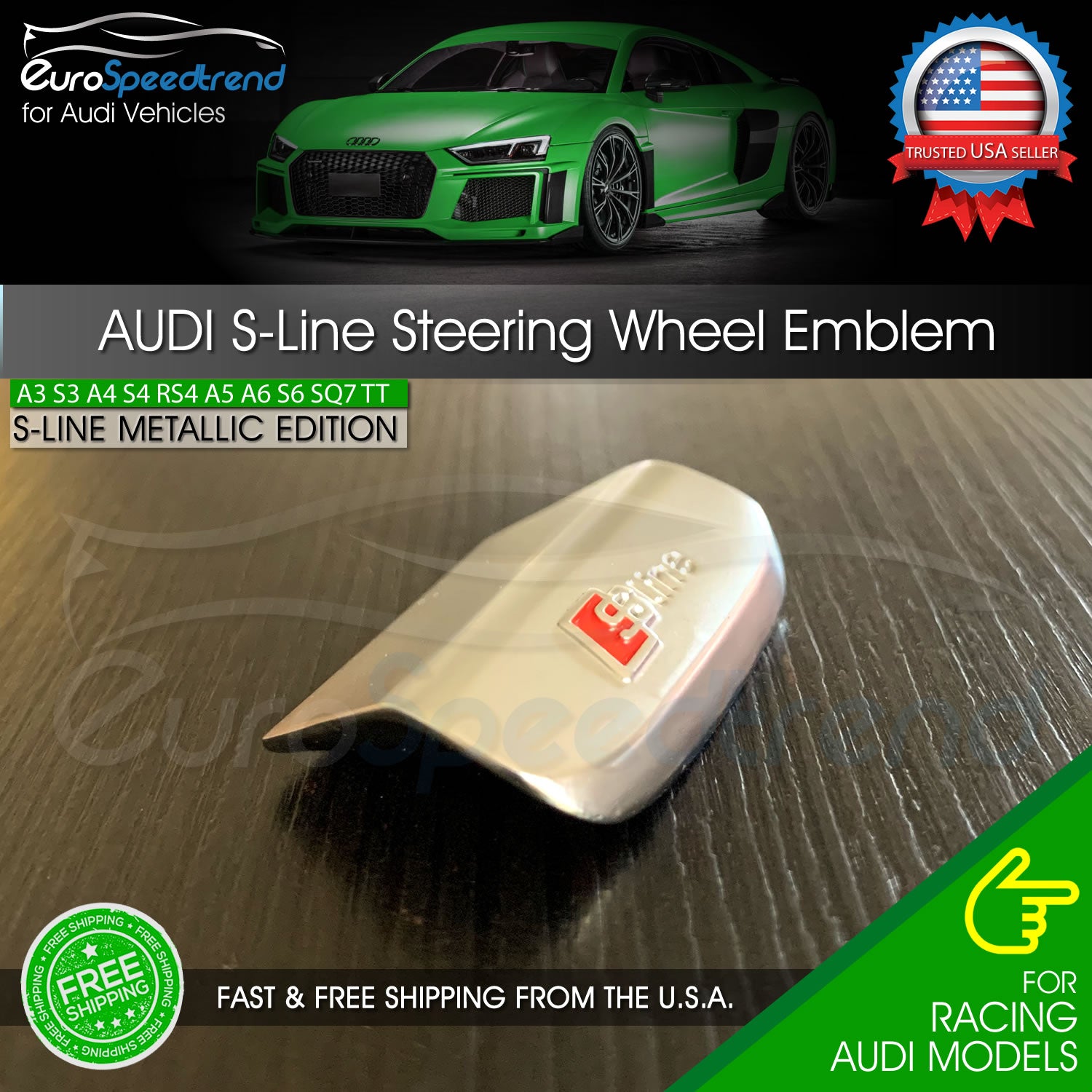 Audi S-Line Steering Wheel Emblem Sport Badge A3 A4 A6 Q3 Q5 Q7 S Line