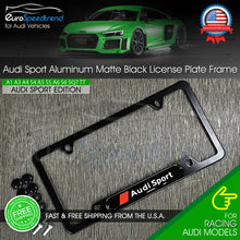 Load image into Gallery viewer, Audi Sport License Plate Frame Matte Black Logo Front or Rear 3D Emblem Cover
