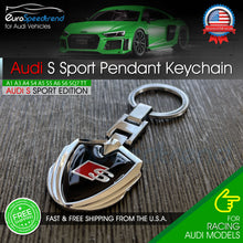 Load image into Gallery viewer, Audi S Sport Black Pendant Keychain Emblem Key Ring Alloy A3 A4 A5 A6 A7 S4 S5
